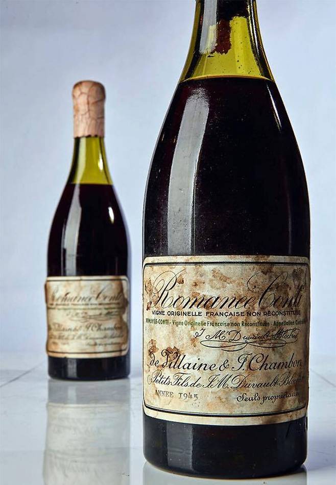 미국 뉴욕 소더비 경매에서 역대 최고인 55만8000달러에 낙찰된 1945년산 로마네 콩티. 소더비스(Sotheby’s) 제공