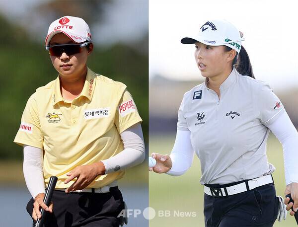 2025년 미국여자프로골프(LPGA) 투어 신설 대회인 블랙 데저트 챔피언십에 출전한 김효주 프로, 중국의 인뤄닝. 사진제공=ⓒAFPBBNews = News1