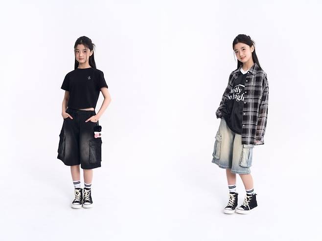 여아 아동복 브랜드 '더데이걸'이 선보인 '버뮤다 팬츠' 제품. 사진=이랜드리테일 제공