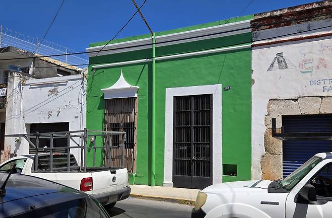 멕시코 메리다에 있는 한인이민박물관(초록색 외벽) [촬영 이재림 특파원]