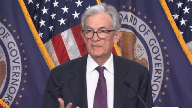 18일(현지시간) 열린 12월 미국 연방공개시장위원회(FOMC)에서 제롬 파월 연방준비제도 의장이 발언하고 있다.(사진=Fed 공식 유튜브)