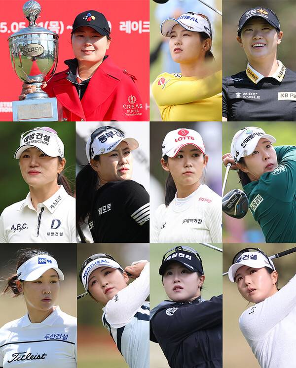 한국여자프로골프(KLPGA) 투어 시즌 첫 메이저 대회인 크리스에프앤씨 제47회 KLPGA 챔피언십 우승을 차지한 홍정민 프로. 함께 경쟁한 박현경, 방신실, 김민선7, 지한솔, 황유민, 박지영, 김민솔, 이예원, 고지우, 최예림 프로. 사진제공=KLPGA