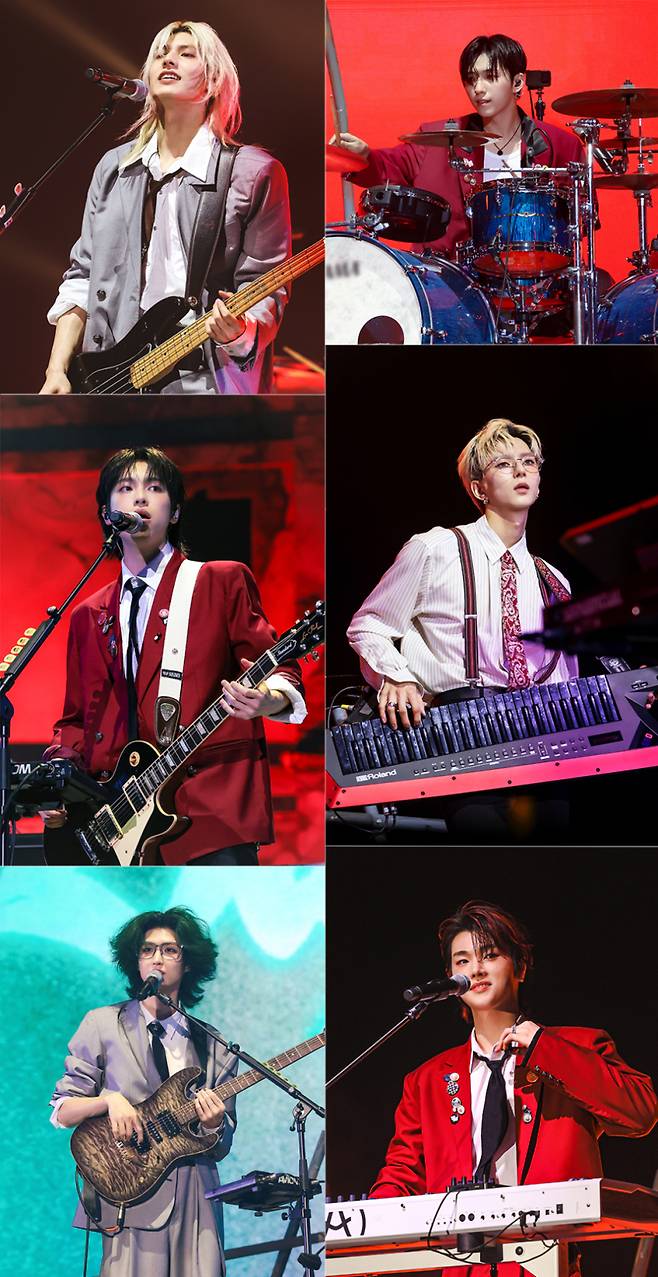 엑스디너리 히어로즈 주연, 건일, 오드, 정수, 준한, 가온(왼쪽부터 시계방향). JYP엔터테인먼트 제공