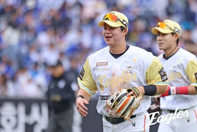 5일 대전 삼성전에서 적시타를 친 한화 노시환. 사진=한화 제공