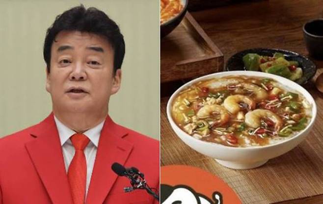 더본코리아 백종원 대표이사·'덮죽'. 황진환 기자·더본코리아 홈페이지 캡처