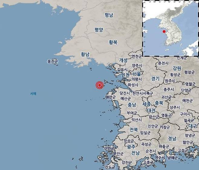 충남 태안 바다 지진 [기상청 제공. 재판매 및 DB 금지]
