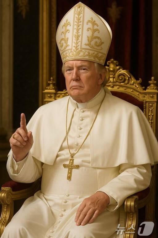 도널드 트럼프 미국 대통령의 교황 분장 합성 이미지(트루스소셜 갈무리) ⓒ News1 류정민 특파원