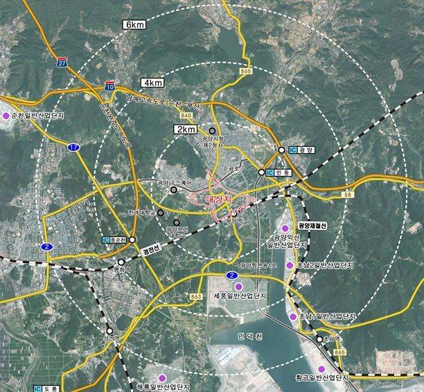 토지거래허가구역으로 재지정된 광양 덕례 도월 도시개발사업 부지. 전남도 제공