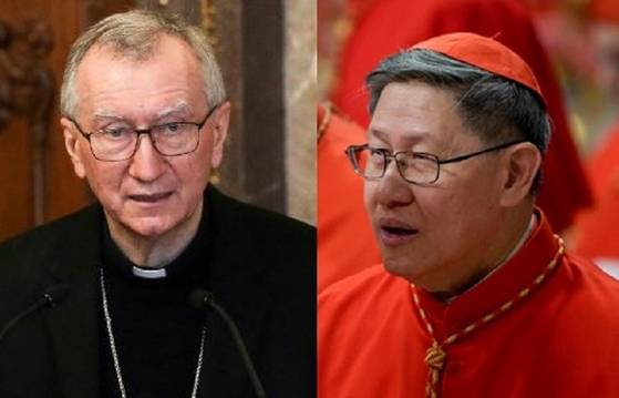 이탈리아의 피에트로 파롤린 추기경(왼쪽), 필리핀의 루이스 안토니오 타글레 추기경. 로이터·AP=연합뉴스