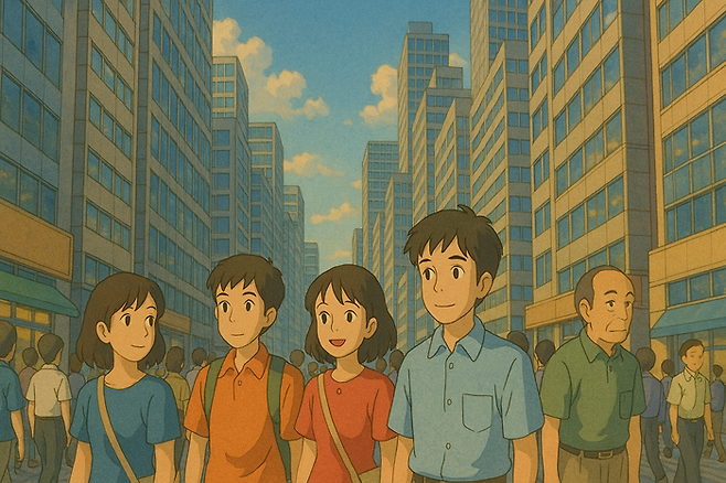 생성형 인공지능(AI) 챗GPT가 만든 지브리풍 번화가. [사진 = 챗GPT]