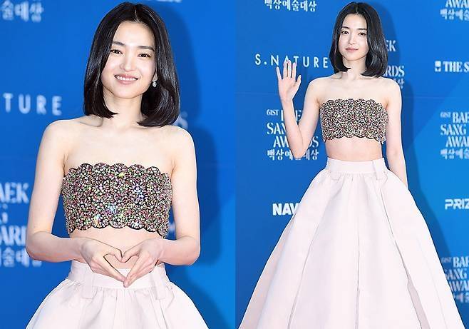 김태리가 이번에도 ‘레드카펫 여신’이라는 수식어를 가볍게 갱신했다. 사진=천정환 기자