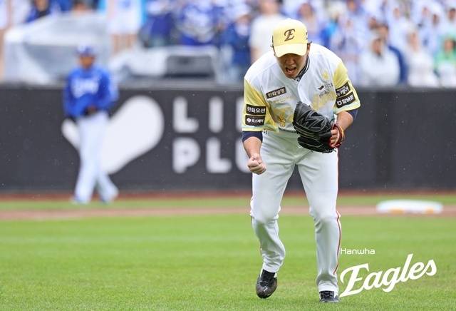 박상원이 5일 대전 삼성전에서 포효하고 있다. 사진=한화 제공