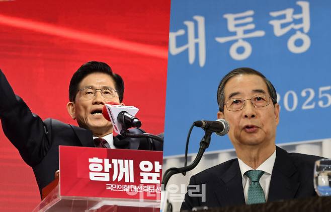 왼쪽부터 김문수 국민의힘 대선 후보, 한덕수 무소속 대선 후보(사진 = 이데일리)