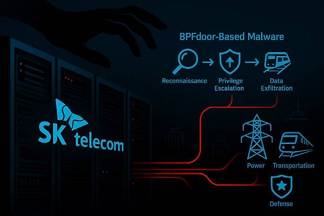 SK텔레콤과 BPF도어 악성코드 관련 이미지(사진=생성형 AI 서비스)