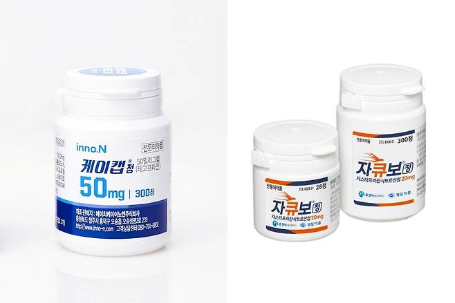HK이노엔의 케이캡과 온코닉테라퓨틱스의 자큐보. [사진=각 사]