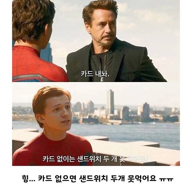 아이언맨 카드로 사치부리는 스파이더맨
