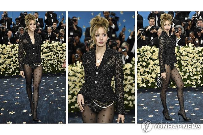 5일(현지시간) 뉴욕 메트 갈라에서 시선 사로잡은 리사 [뉴욕 AP=연합뉴스. 재판매 및 DB 금지]