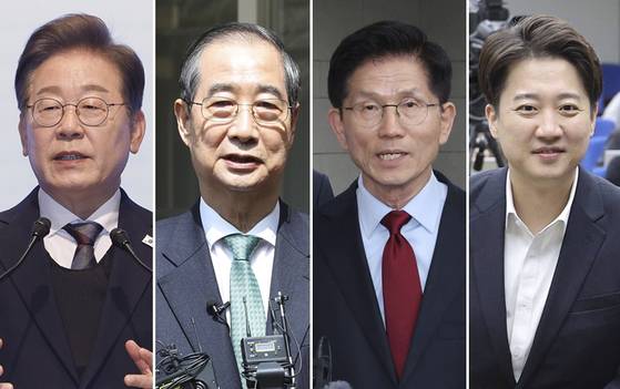 대선 후보들. 왼쪽부터 이재명, 한덕수, 김문수, 이준석. 〈자료사진=연합뉴스〉