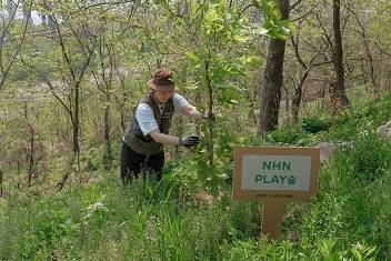 NHN 임직원이 서울 마포구 노을공원에 조성된 ‘NHN 플레이숲’에 밀원수를 심고 있다.