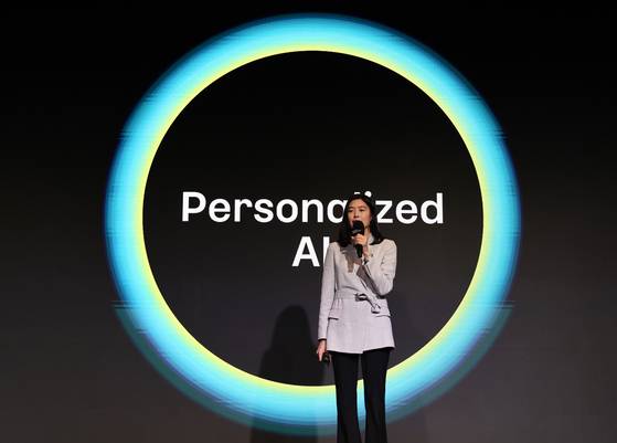 Kakao CEO Chung Shin-a speaks at a press briefing held at The Plaza Seoul in Jung District, central Seoul, in Feb. 4. [YONHAP]