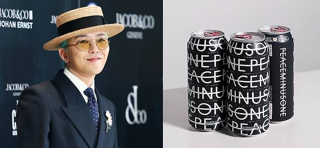Singer G-Dragon, left, and his Peaceminusone highball [NEWS1, CU]