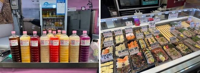 속초관광수산시장은 먹거리부터 생필품, 회까지 다양한 품목을 취급하는 전통시장이다. / 사진=홍지연 여행+ 기자