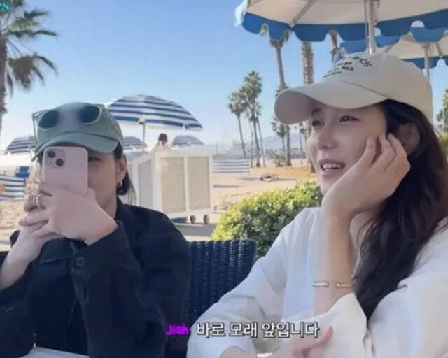 이지아, 김고은, 로제는 LA에서 맥주를 마시며 행복한 시간을 보냈다. / 유튜브 'BH엔터테인먼트' 캡처