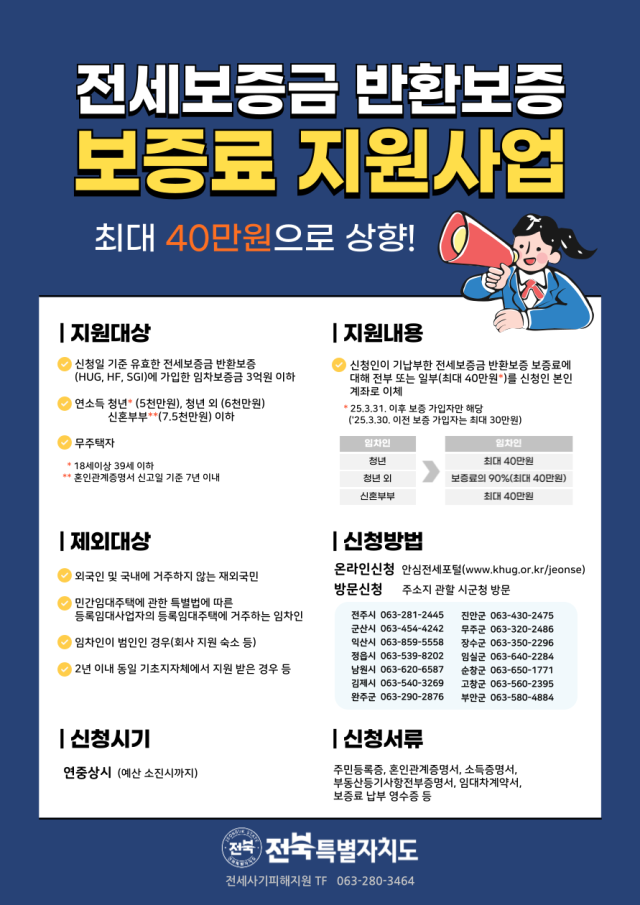 ▲전북도의 보증료 지원 프로그램 안내 포스터. ⓒ전북특별자치도 제공