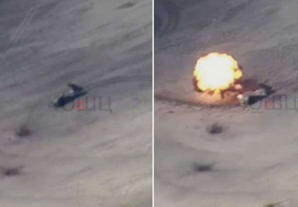 미국이 우크라이나에 제공한 하이마스가 최초로 북한의 KN-09 로켓 발사기(북한 명칭 방사포)를 파괴하는 모습. 우크라이나 제4 특전연대 엑스 캡처