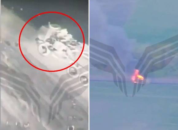 러시아군의 FPV 드론이 6일(현지시간) 도네츠크 전선 인근에서 우크라이나군의 고속기동포병로켓시스템(HIMARS·하이마스)을 파괴했다. 출처=루비콘 센터 텔레그램