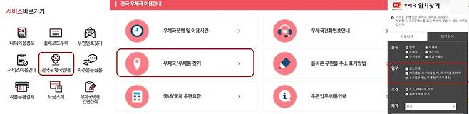 에코 우체통 위치 검색 절차 / 출처=인터넷 우체국