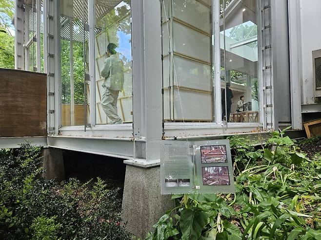 A view of the Korean Pavilion, elevated above the ground (Park Yuna/The Korea Herald)