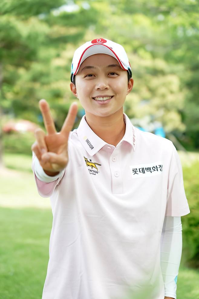김효주가 LET 아람코 코리아 챔피언십 2연패에 성공하겠다는 각오를 전하며 포즈를 취하고 있다. 박태성 골프전문사진기자