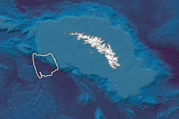 아쿠아 위성이 3월 4일 촬영한 사우스조지아섬 근처에 있는 A-23A . NASA