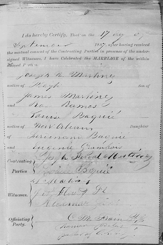 레오14세 외조부와 외조모의 혼인 증명서 [Jari Honora 페이스북 캡처·재판매 및 DB 금지]