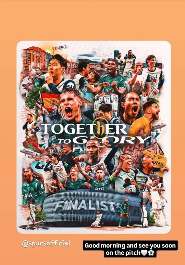 UEL 결승전 포스터에 글을 남긴 손흥민 [손흥민 인스타그램 캡처]