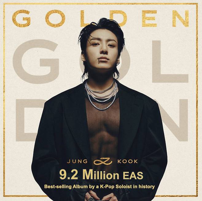방탄소년단 정국, 단 한 장 앨범으로 920만 세일즈..'GOLDEN', 역대 K팝 솔로 아티스트 판매 1위