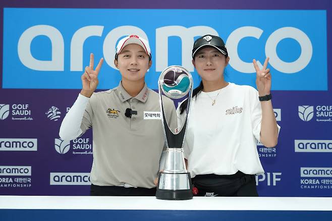 김효주와 심서연(사진=아람코 코리아 챔피언십 조직위원회 제공)