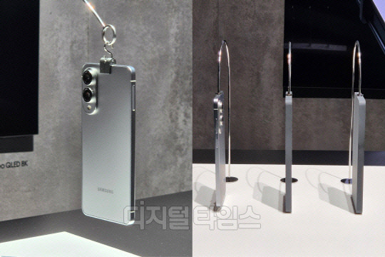 올 1월 미국 새너제이 SAP 센터에서 열린 갤럭시 언팩 2025에서 전시된 갤럭시 S25 엣지. 유진아 기자