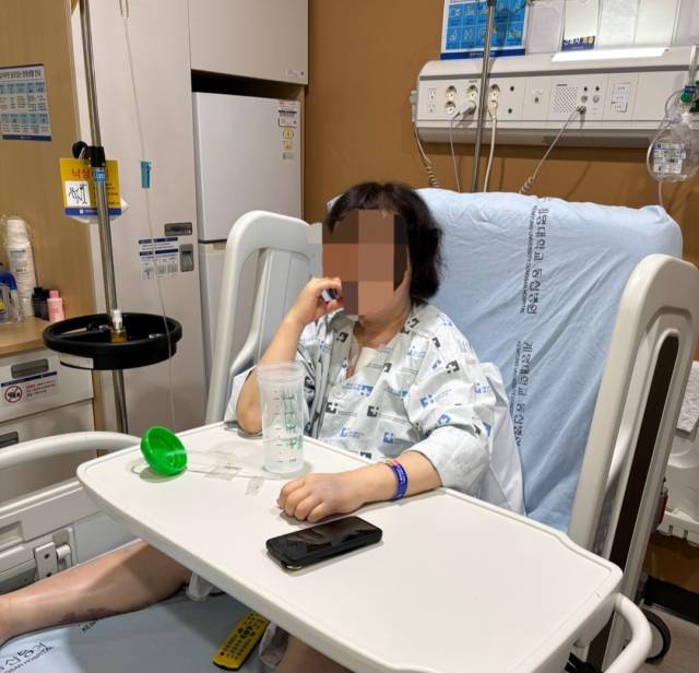 심장 이식 수술을 받고 일반 입원실로 옮겨진 미희 씨. 본인 제공