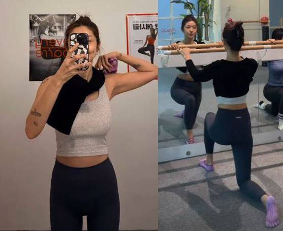 김빈우가 바레 운동을 하고 있다. [사진=김빈우 SNS]