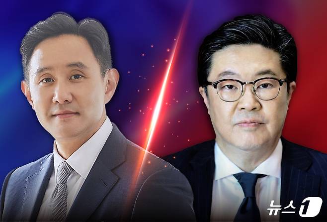 최윤범 고려아연 회장(왼쪽)과 김병주 MBK파트너스 김병주 회장. ⓒ News1 양혜림 디자이너