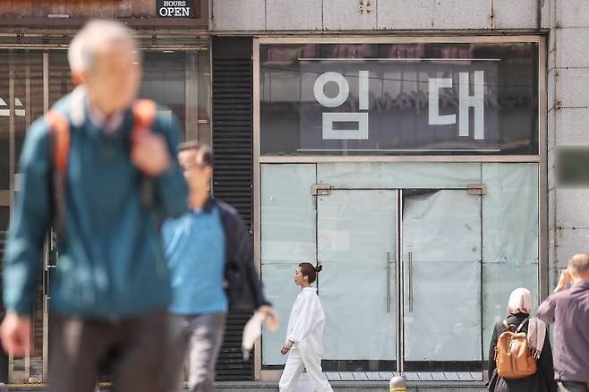 (서울=뉴스1) 민경석 기자 = 경제협력개발기구(OECD)가 내년 한국의 잠재 국내총생산(GDP) 성장률(잠재성장률)이 1.98%로 올해(2.02%)보다 0.04 %포인트(p) 하락할 것으로 전망했다. 이번 OECD 추정치는 최근 국내 기관들이 제시한 1%대 잠재성장률 전망과 유사하다. 12일 서울 종로구 종로2가 일대 폐업한 상점에 임대 광고문이 게시돼 있다. 2025.5.12/뉴스1 /사진=뉴스1화상