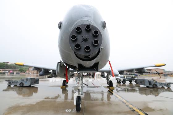 = 9일 경기 평택시 주한미군 오산공군기지에서 열린 '오산 에어파워데이 2025 미디어데이'에서 퇴역을 앞둔 A-10 공격기가 공개되고 있다. /뉴스1