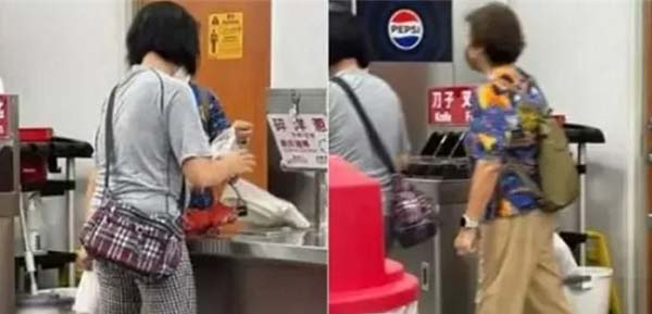 대만 코스트코 푸드코드에서 일부 고객이 핫도그용 무료 다진 양파를 비닐 봉지에 담아가는 모습이 공개돼 논란이 일고 있다. [사진출처 = 페이스북 캡처]