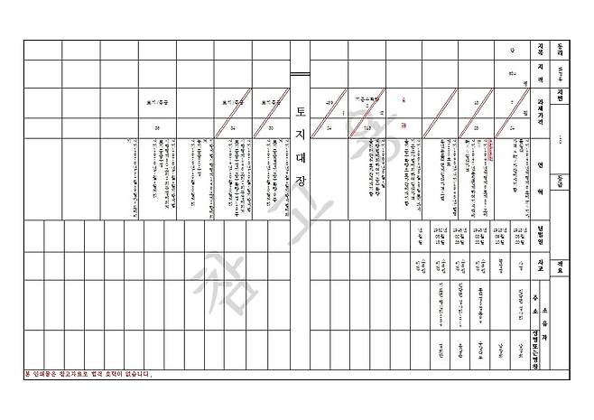 디지털 이미지를 한글화한 구 토지대장