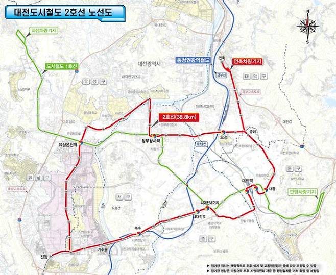 트램 노선도. 대전시 제공
