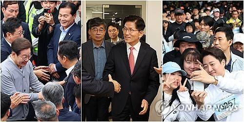 제21대 대선 공식 선거운동 시작  왼쪽부터 더불어민주당 이재명 대선 후보, 국민의힘 김문수 대선 후보, 개혁신당 이준석 대선 후보 [연합뉴스 자료사진]