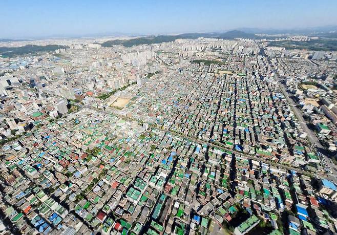 항공사진으로 촬영된 미추홀구 주안 2·4동 재정비촉진지구 전경. 사진=네이버 거리뷰