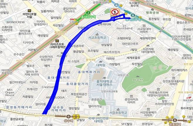 마포구 홍대 레드로드 통행금지 도로 구간.ⓒ서울시 제공